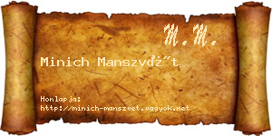 Minich Manszvét névjegykártya